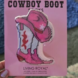 Living Royal Pink Cowboy Boot Socks